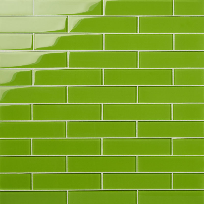 Lucid 2" x 8" Glass Brick Look Subway Wall Tile (36 pieces 4 sq.ft./Box), Electric Lime