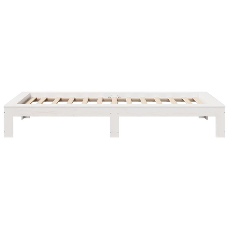 Solid Wood Bed, 100 x 200 cm, White