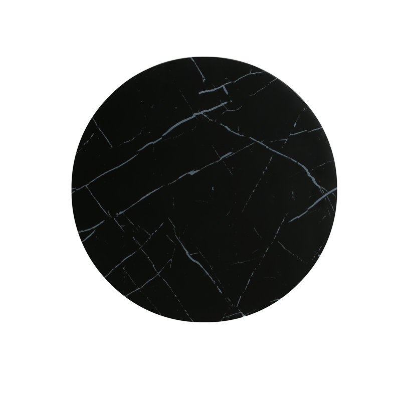 Outdoor Travertine MGO Side Table,Light Weight Concrete End Table,Black Marble Effect