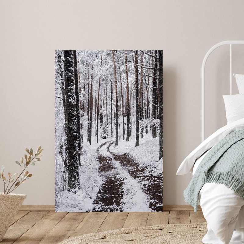 «Winter Snow Forest Trees» sur, H 48 po x l 32 po, Toile tendue