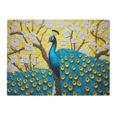 Peacock Pop Art  Glass Chopping Board