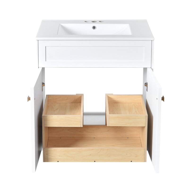 Meuble-lavabo 30 po avec lavabo en céramique, Blanc