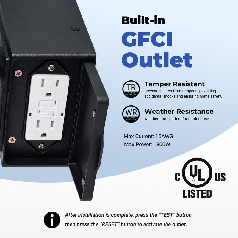 2-Pack Porch Light with GFCI Outlet, Dusk to Dawn Outdoor Lantern Wall Mount, Matte Black