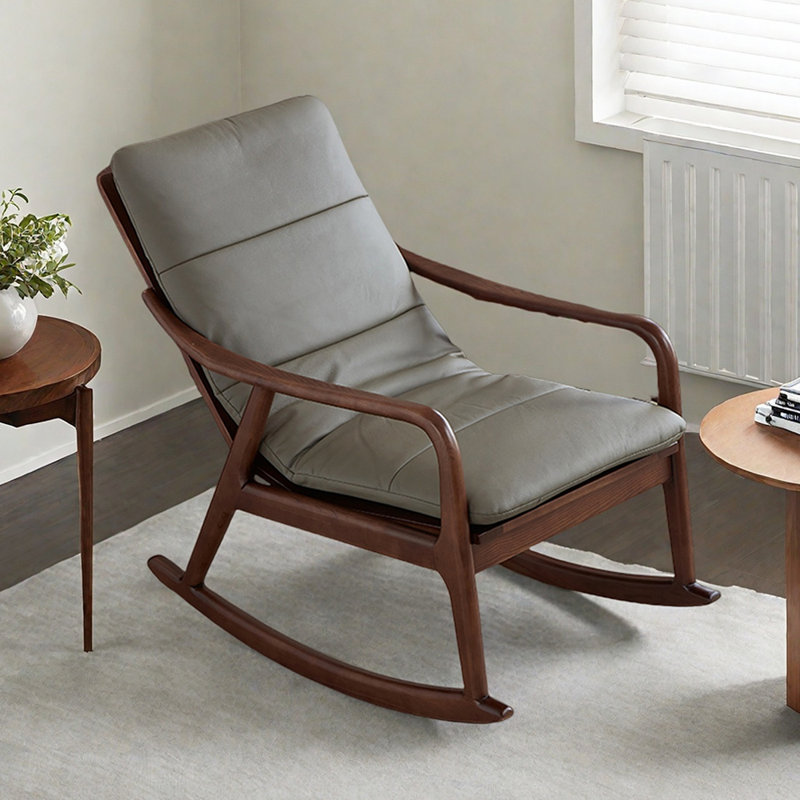 Chaise berçante en similicuir avec coussin amovible