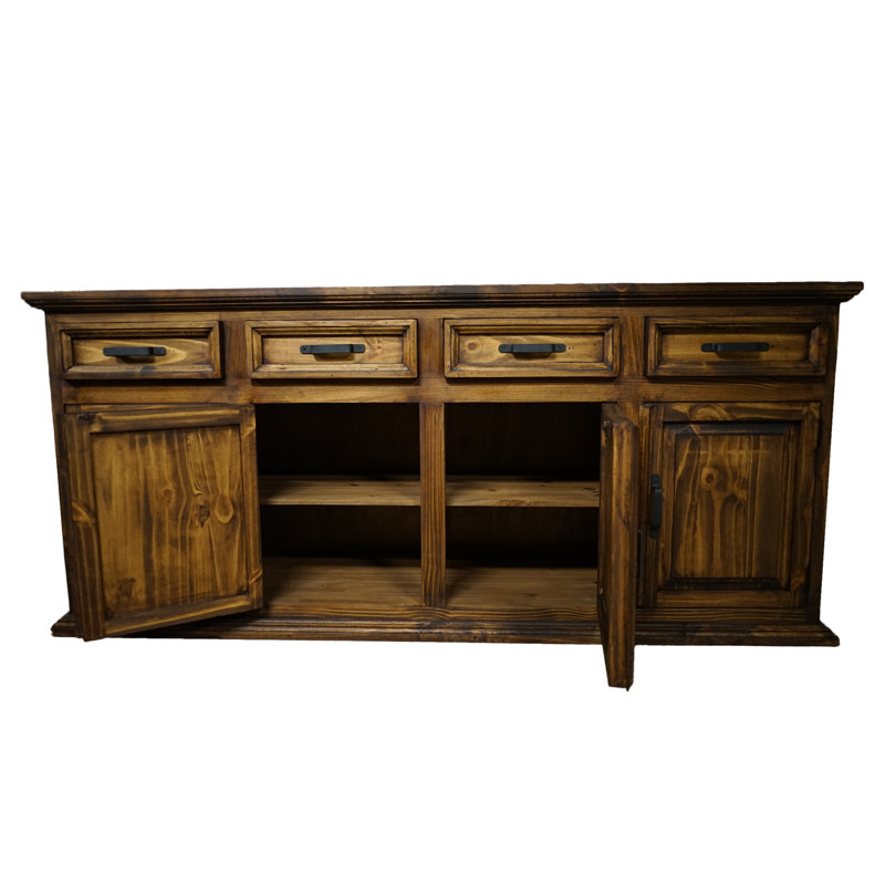 Rustic Sierra 77.5" Solid Wood Sideboard Buffet, Dark