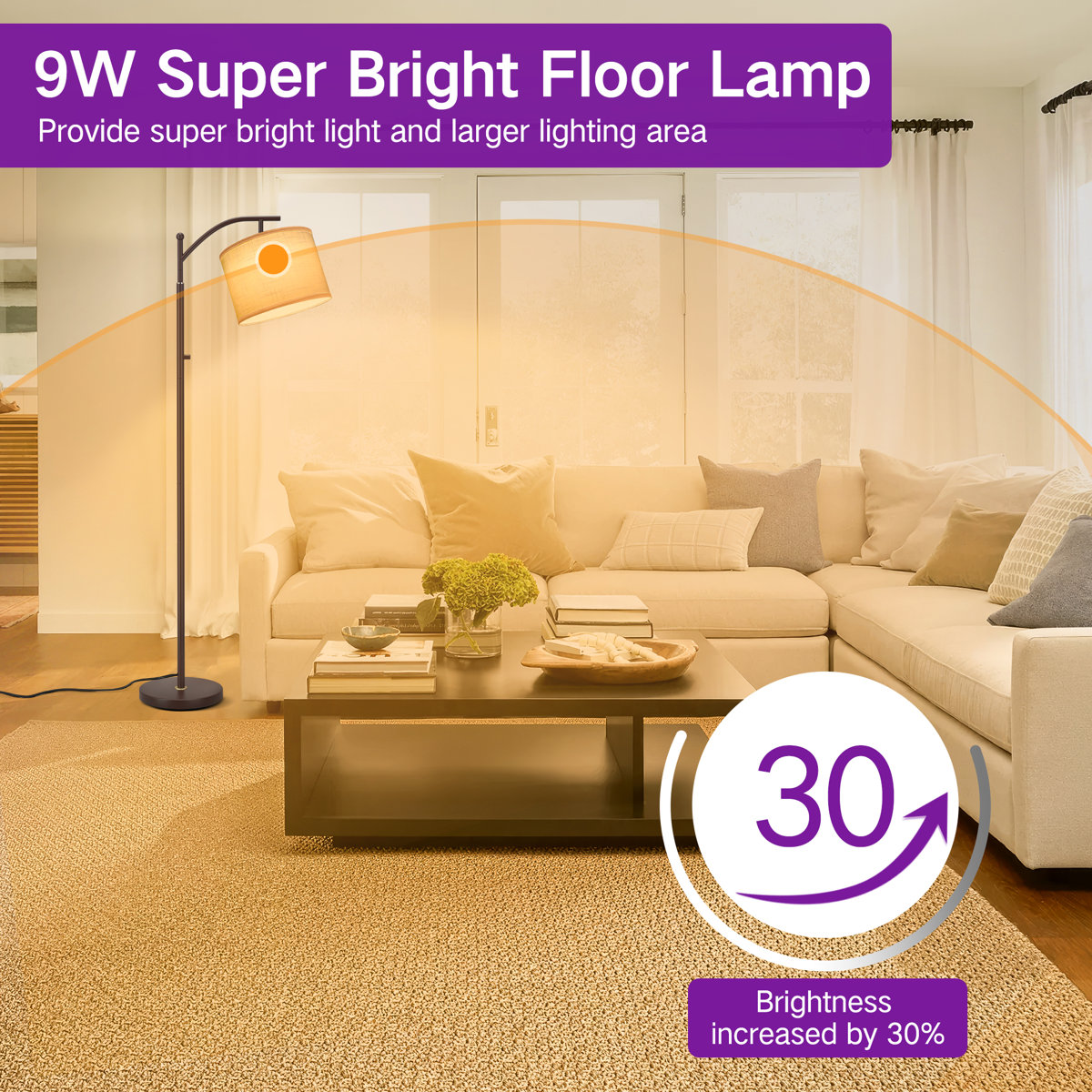 Sunna 63'' LED Arched Floor Lamp with Rotary Switch view 4