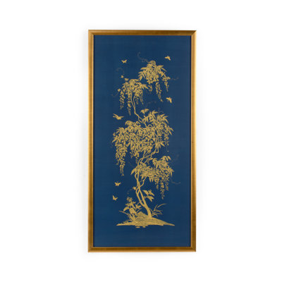 Gold Flowering Tree On Blue B Painting