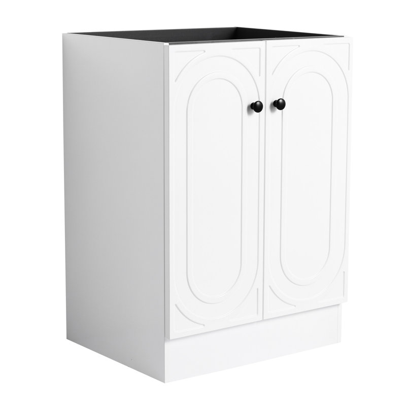 Meuble-lavabo autoportant de 24 po avec portes d'armoire à fermeture douce - style moderne pour contreplaqué blanc, Blanc