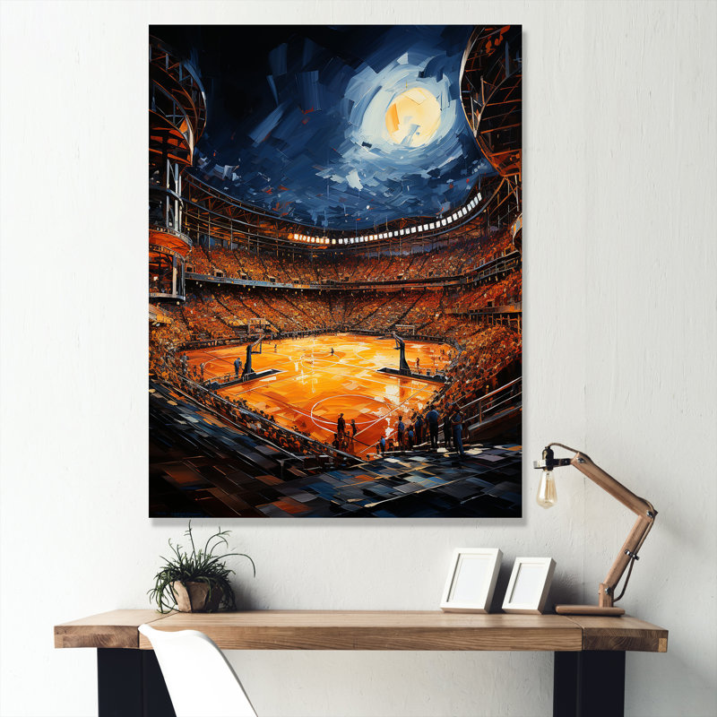 Basketball Dome Stadium - Stades, art encadré, Toile tendue, H 20 po x l 12 po x P 1 po