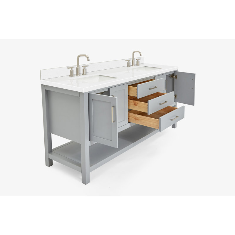 ARIEL Magnolia 72 Double Bathroom Vanity with Top, Rectangular, Gray