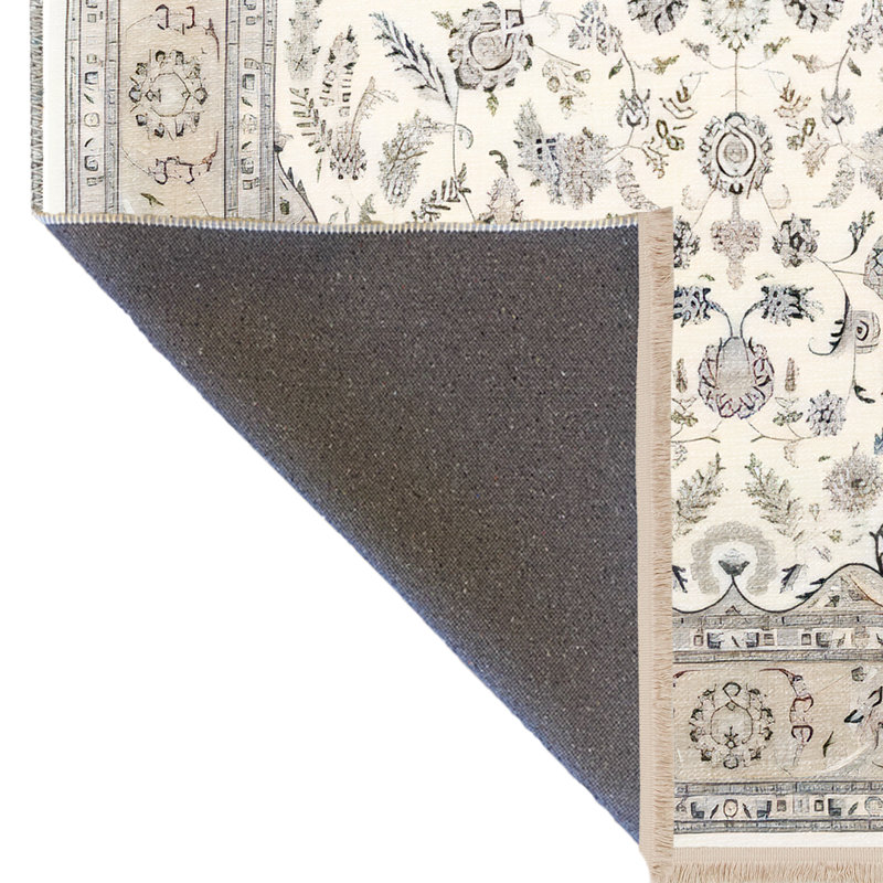 Tapis décoratif rétro à motif traditionnel beige et beige, Rectangle 3 pi 11,24 po x 5 pi 10,87 po