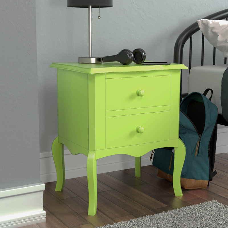 Table de chevet 2 tiroirs Sighfrith, Vert pomme