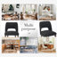Modern Farmhouse Dining Chairs Set of 4, Solid Wood Upholstered Kitchen Chairs with Curved Backrest & Hollow-Out Design, Comfortable Fabric Seats for Dining Room, Kitchen, Breakfast Nook-1216053388