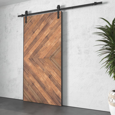 Porte de grange affleurante à finition bois