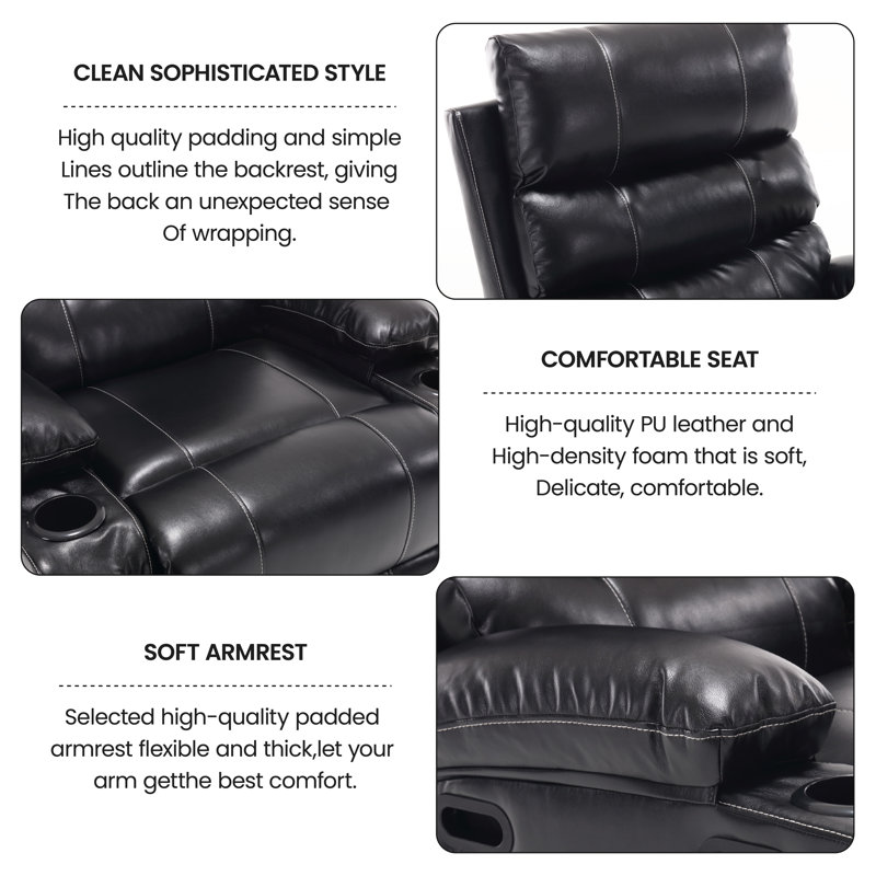 Rafail Faux Leather Massage Chair, Black Faux Leather