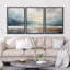 Coastal Beach Blue Ocean Waterfront Coastal Pastel Landscape Nature Modern Art Decor Rustic Relax / Calm 3 pièces-94434544-94434542
