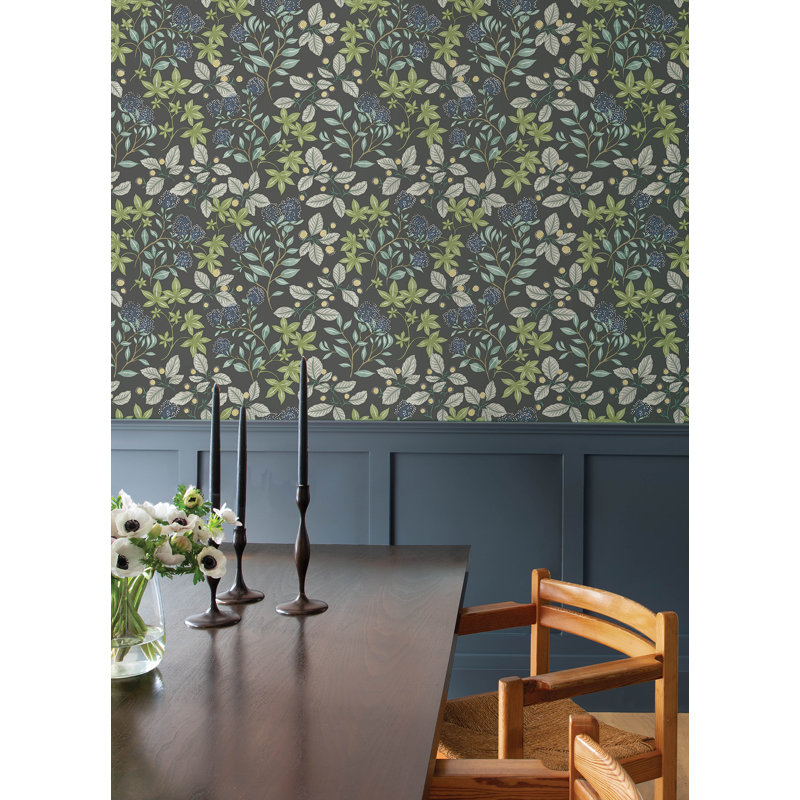 Mildred Charcoal Botanical Trail Wallpaper