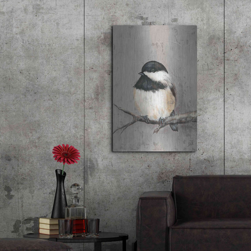 «Winter Bird IV» par Jade Reynolds - Reproduction sans cadre sur métal, H 36 po x l 24 po x P 0,13 po