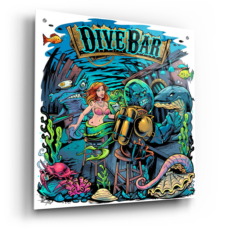 «Dive Bar On» par Flyland Designs Print, H 24 po x l 24 po x P 0,2 po