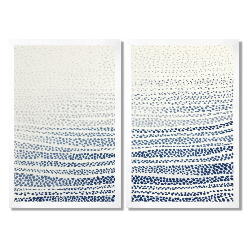«Blue and Beige Oceanic Seaweed - Coastal Wall Art, Blue Coastal, reproduction sur toile 2 pièces, H 36 po x l 48 po, Blanc