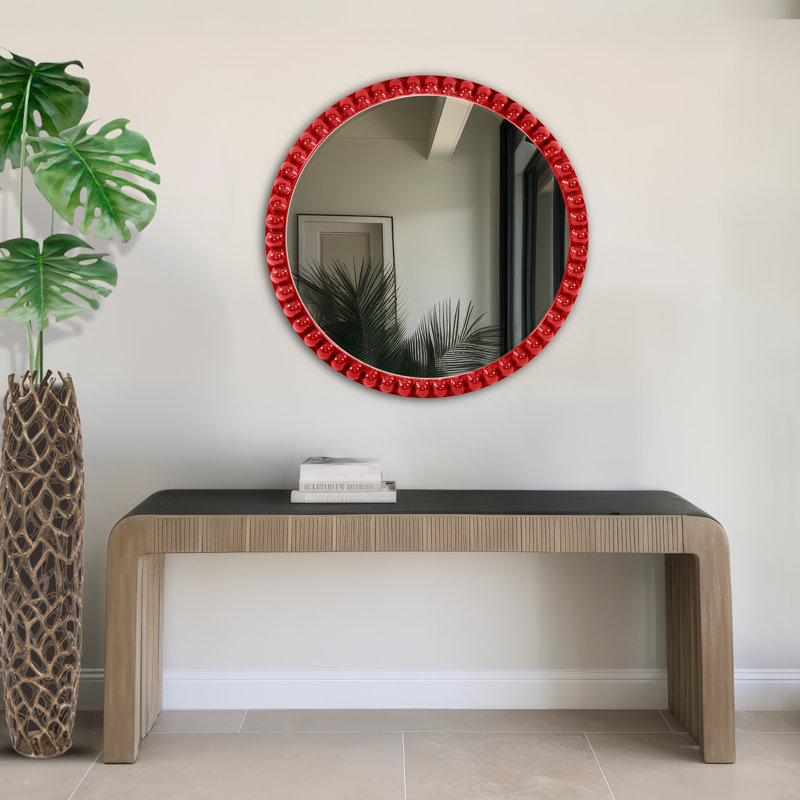 Darlene Round Mirror, Red