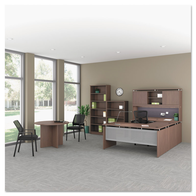Espresso 42.5'' H Woodgrain Laminate Desk Hutch with Sliding Doors