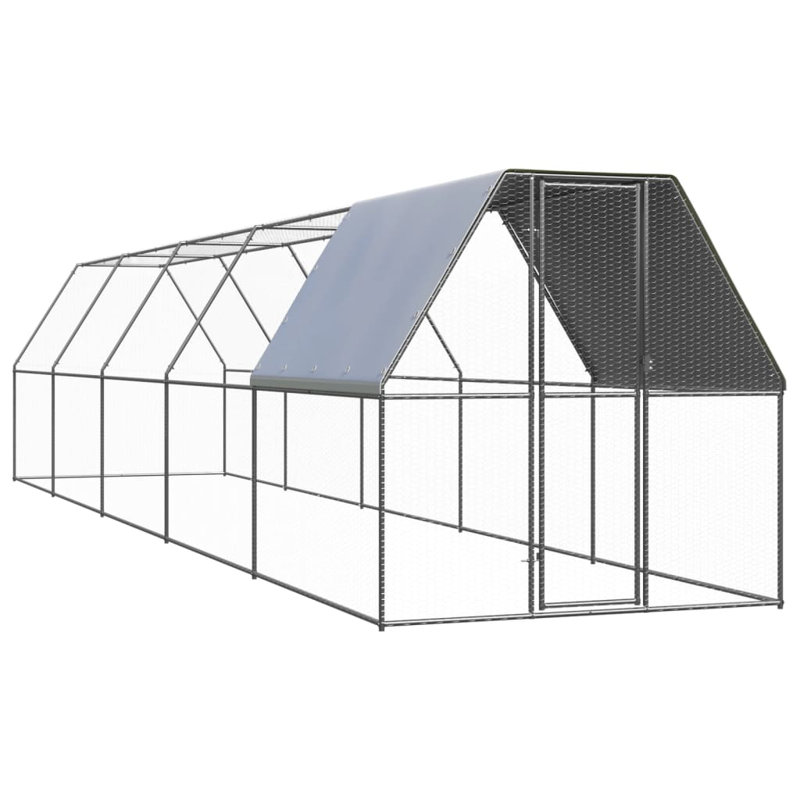 Cage à poules avec cage en acier galvanisé, H 79 po x l 79 po x P 394 po