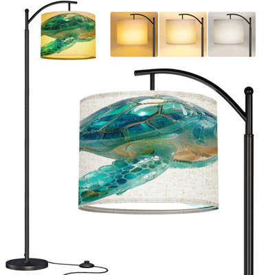  Lampe sur pied arc aquarelle vert grand ensemble adorable aquarelle tortue Aquarelle mer haute lampe sur pied moderne abat-jour réglable en lin à 3 couleurs