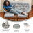 Folding Upholstered Double Saucer Chair with a Steel Frame and 2 Folding Ottomans-545271339