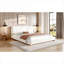 Modern Contemporary King Size Platform Bed No Box Spring Required Boucle Upholstered Solid Wood Base White Finish