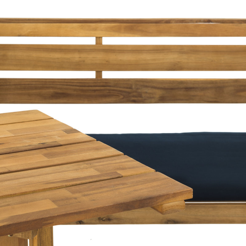 Ensemble de conversation modulaire 2 pièces pour balcon avec coussins Vana, Structure en teck / coussins bleu marine