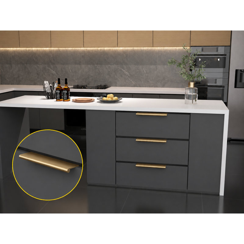 Modern Cabinet Finger Edge Pull, Satin Stainless Steel, 3 3/20"