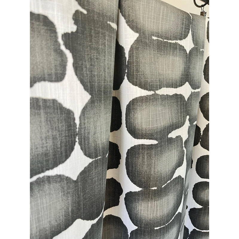 Grey Shibori Dot Geometric Curtain Panels, 50" W x 60" L