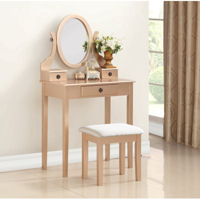 Ensemble de coiffeuse et tabouret en bois pour la chambre à coucher
