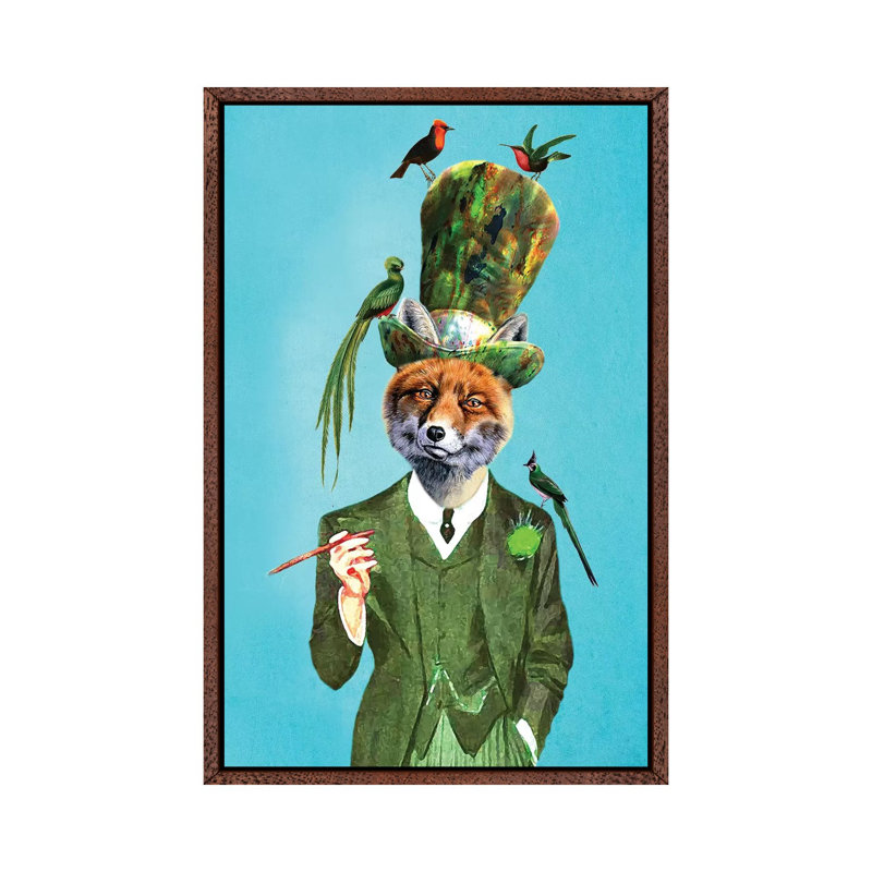 Fox With Hat And Birds by Coco de Paris - 1 Piece Wall Art on Canvas, 66.04 cm H x 45.72 cm W