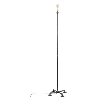 Petrus 69'' Black Steel Pipe Torchiere Floor Lamp