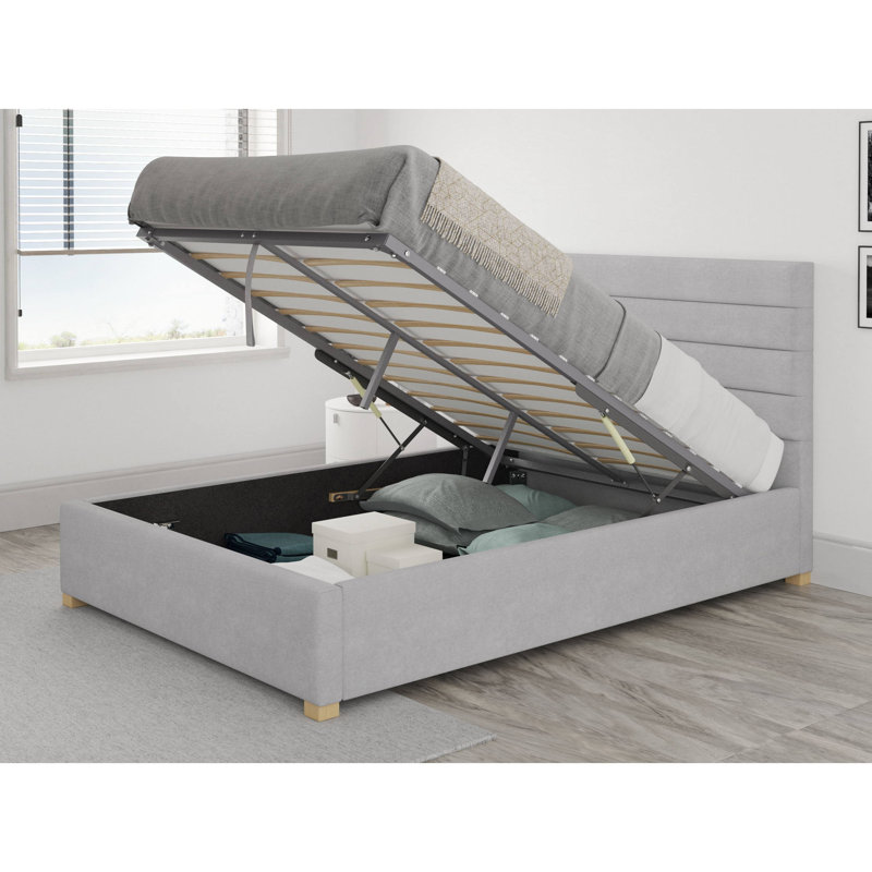 Tyson Upholstered Ottoman Storage Bed, Double (4'6), Silver