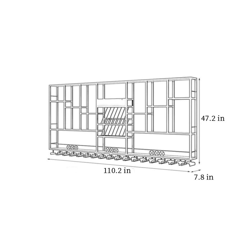Creative Simple Wine Storage Rack, Gold, 47.2" H x 110.2" W x 7.8" D