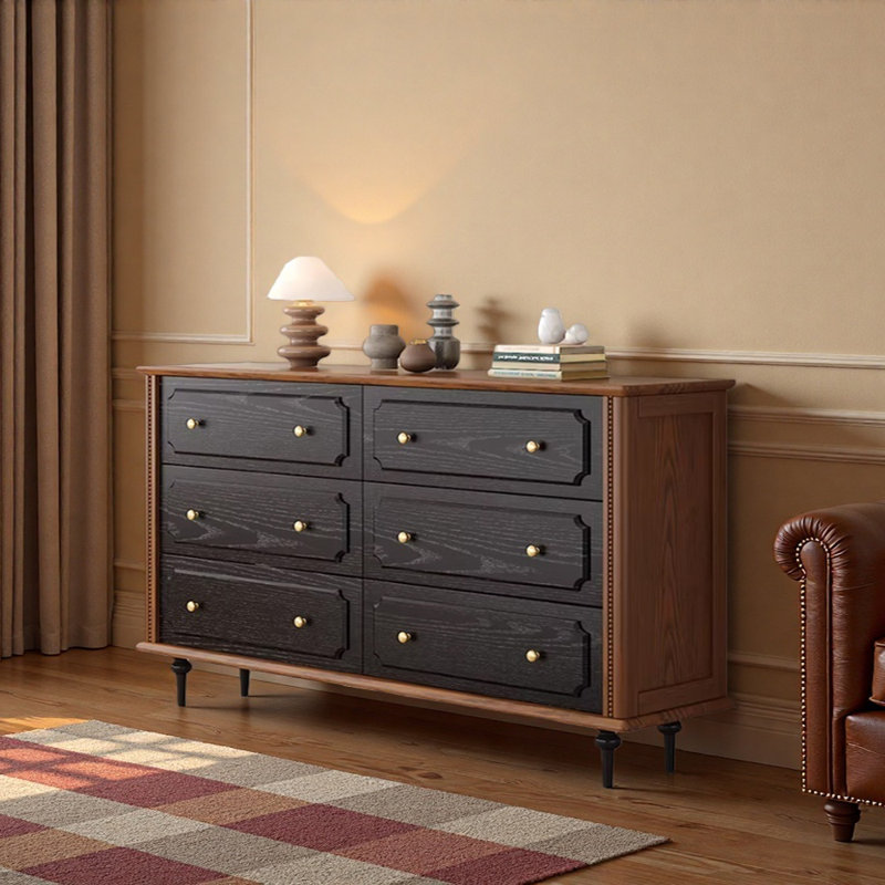 Armoire à 6 tiroirs avec rangement décoratif, 31.49" H x 59.05" W x 15.74" D