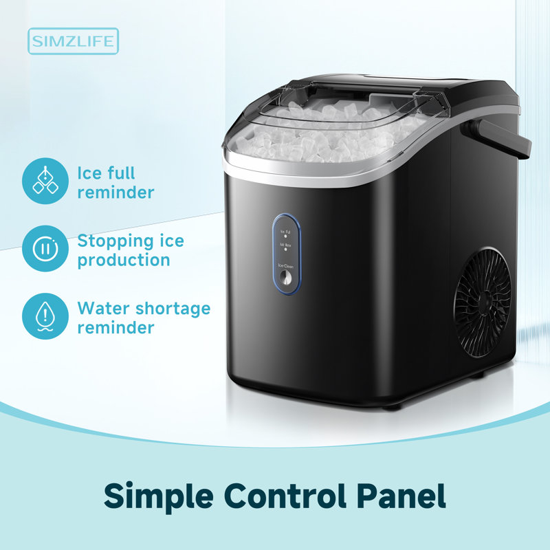 Simzlife 34 Lb. Daily Production Nugget Clear Ice Portable Ice Maker, Black