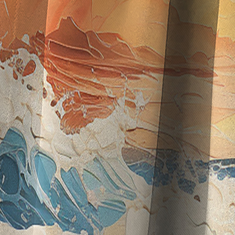 Rideau de plage Teal Waves Fight II - Rideau velours occultant sans motif - 1 panneau, L 52 po x L 120 po