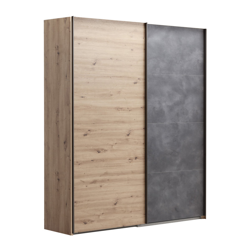 Systema 2 Door Manufactured Wood Wardrobe, 223cm H x 200cm W x 60cm D, Oak/Anthracite