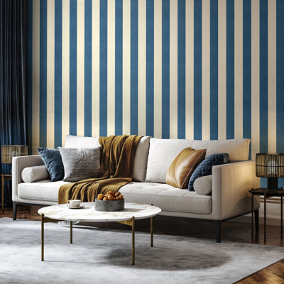 Textured Stripe - Navy & Stone