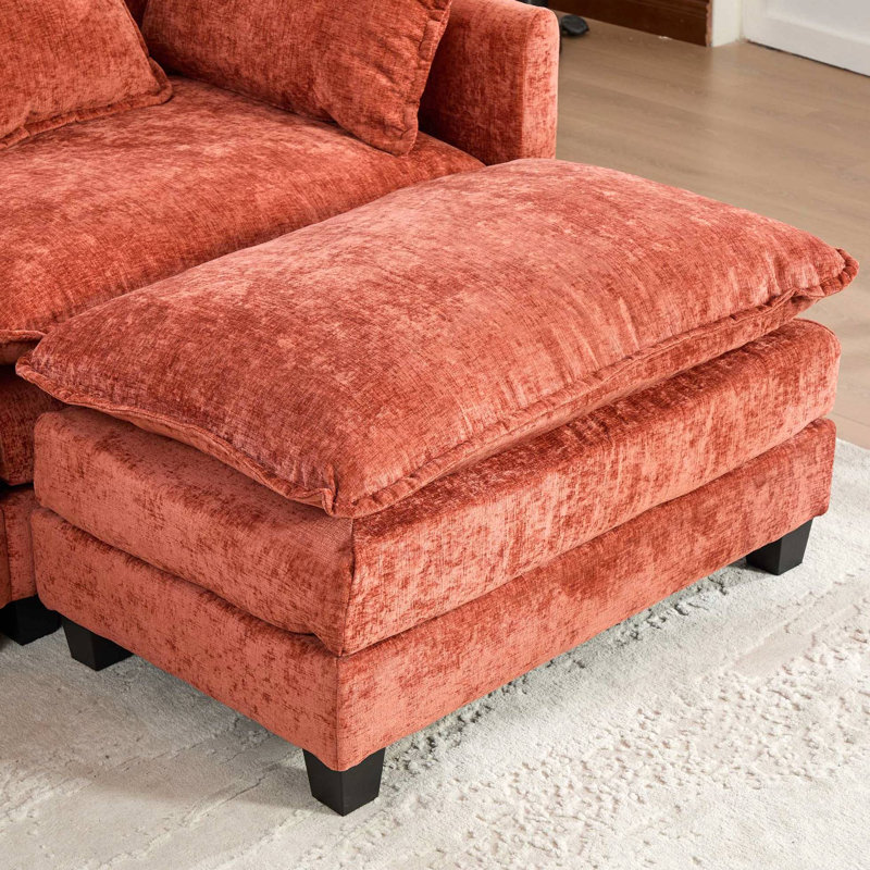 Canapé Cloud avec repose-pieds seulement, canapé modulaire moderne, coussin de siège rembourré à double couche confortable, tissu chenille respirant
