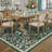 Botanical Bird Floral Rug 5' x 7' for Dining Room, Green Multicolor