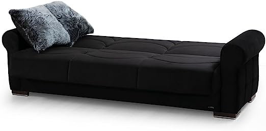 Canapé-lit convertible en tissu Iliyank , Mélange de polyester noir