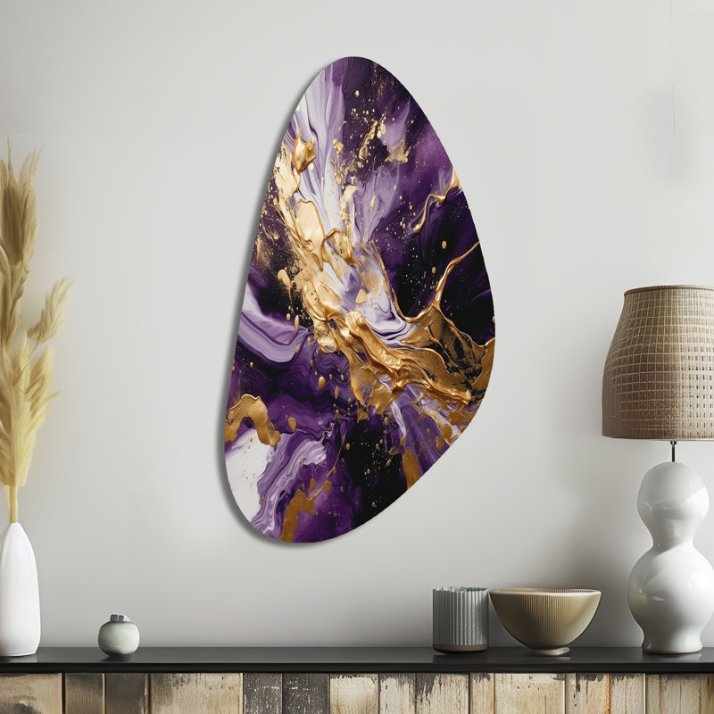 Jacque - reproduction abstraite asymétrique sur métal, décoration murale moderne de forme unique en métal, H 39 po x l 21 po