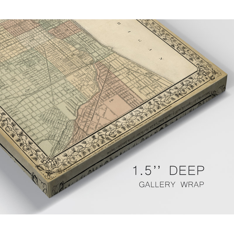 Plan de Chicago - reproduction sur toile tendue, H 48 po x l 32 po x P 1 po