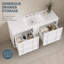 Meuble-lavabo mural blanc de 122 cm (48 po) avec comptoir en composite, deux grands tiroirs et tablette flottante