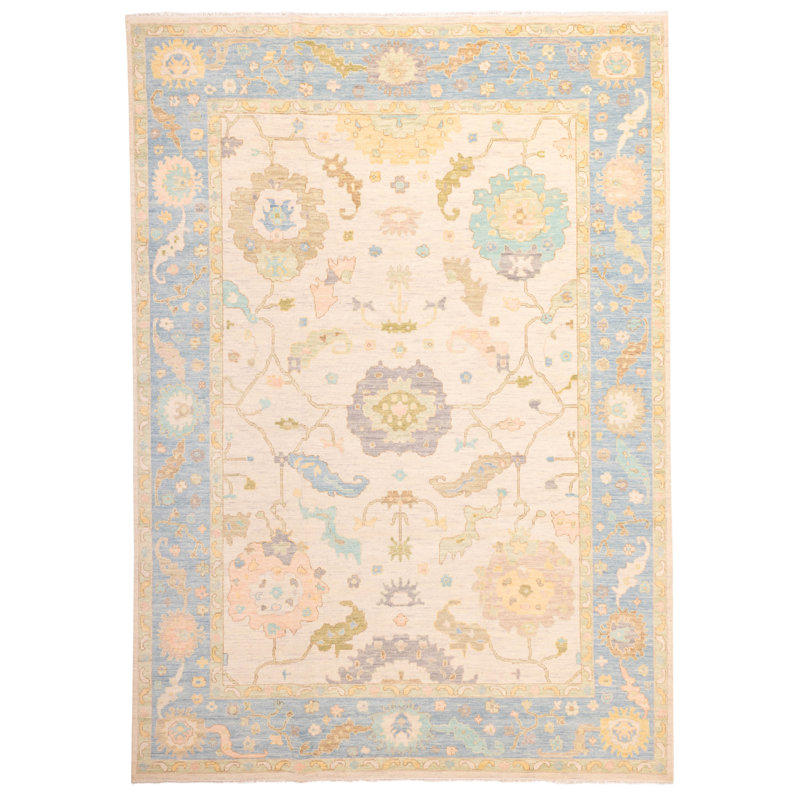 Tapis beige moderne Oushak 10 pi 2 po x 14 pi 1 po